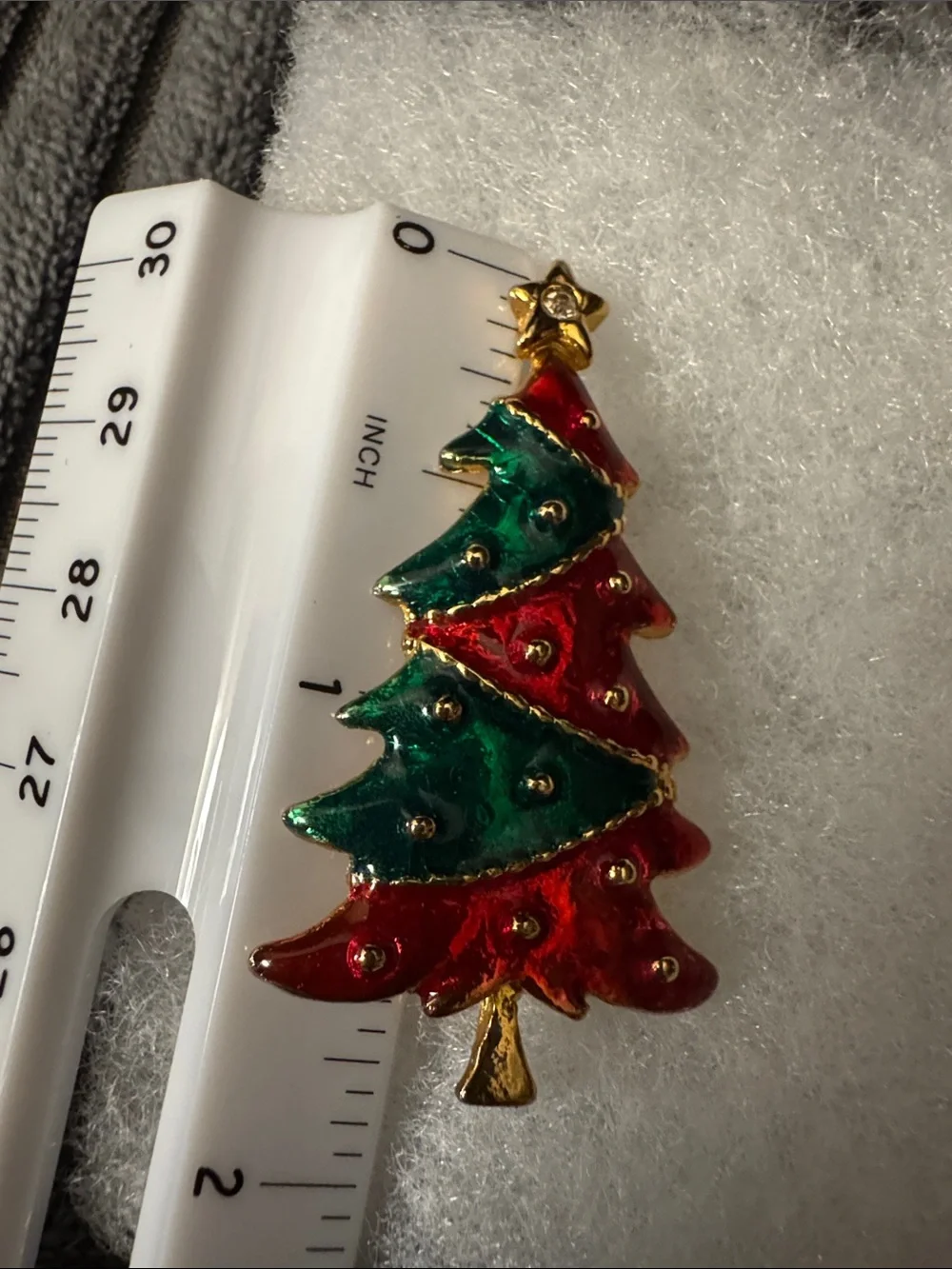 Vintage AAI Signed Red & Green Enamel Christmas Tree Brooch Pin